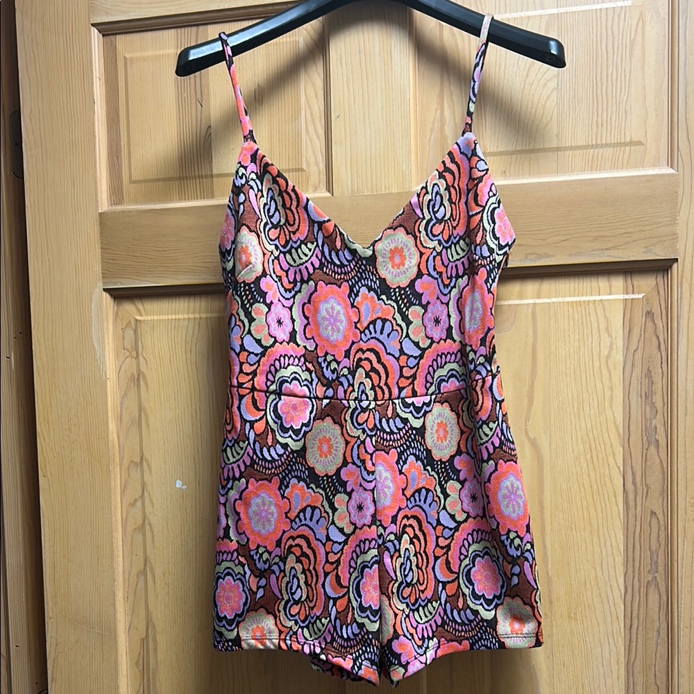 Zara Pink and Purple Graphic Camisole Shorts